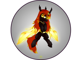 Size: 5000x3870 | Tagged: safe, artist:lakword, oc, oc only, oc:rubeencha, changeling, changeling queen, changeling oc, changeling queen oc, female, flirting, happy, queen, simple background, solo, transparent background, wings, yellow changeling