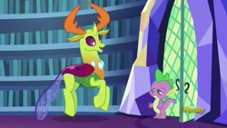 Size: 1920x1080 | Tagged: safe, screencap, spike, thorax, changedling, changeling, dragon, triple threat, king thorax, stoner spike