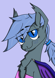 Size: 3537x5000 | Tagged: safe, artist:lambdacat, oc, oc only, oc:evening azure, bat pony, pony, bedroom eyes, bust, female, slit eyes, solo