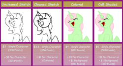 Size: 2328x1250 | Tagged: safe, artist:mlpcreationist, oc, oc only, oc:emerald rose, pony, cel shading, colored sketch, commission, commission info, lineart, sketch