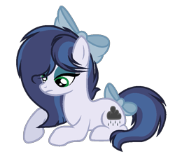 Size: 831x765 | Tagged: safe, artist:theapplebeauty, oc, oc only, oc:dark cloud shadow pie, earth pony, pony, bow, female, hair bow, mare, offspring, parent:pinkie pie, parent:soarin', parents:soarinpie, prone, simple background, solo, tail bow, transparent background