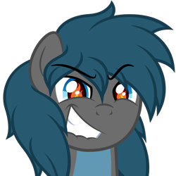 Size: 6563x6563 | Tagged: safe, artist:besttubahorse, oc, oc only, oc:icy, absurd resolution, bust, evil grin, fire, grin, lip bite, male, simple background, smiling, solo, this will end in pain, transparent background, vector