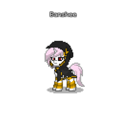 Size: 1000x1000 | Tagged: safe, oc, oc only, oc:banshee, pony, unicorn, armor, cloak, clothes, hood, pink mane, pony town, red eyes