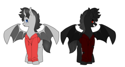 Size: 1535x825 | Tagged: safe, artist:ruhiana, oc, oc only, oc:the darkness, alicorn, bat pony, bat pony alicorn, alicorn oc, bat wings, dark skin, light skin, male, ponysona, wip