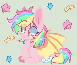 Size: 387x325 | Tagged: safe, artist:candycrusher, oc, oc only, oc:paper stars, bat pony, pony, amputee, female, missing limb, stump