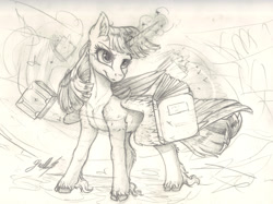 Size: 2062x1539 | Tagged: safe, artist:gaelledragons, twilight sparkle, twilight sparkle (alicorn), alicorn, pony, book, cloven hooves, female, magic, mare, monochrome, pencil drawing, sketch, solo, traditional art, unshorn fetlocks