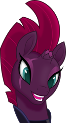 Size: 3000x5588 | Tagged: safe, artist:negatif22, fizzlepop berrytwist, tempest shadow, pony, my little pony: the movie, broken horn, eye scar, hoers, horn, pretty, pretty pretty tempest, scar, silly, silly pony, simple background, smiling, solo, transparent background, when she smiles