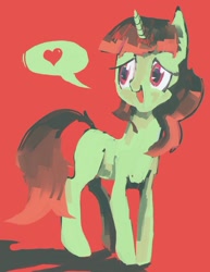 Size: 742x960 | Tagged: safe, artist:explonova, oc, oc only, oc:euphoria, pony, unicorn, female, heart, mare, open mouth, smiling, solo, speech bubble