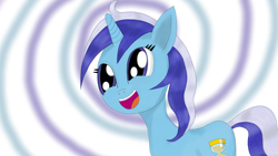 Size: 1920x1080 | Tagged: safe, artist:jetronic, minuette, pony, unicorn, abstract background, happy, open mouth, smiling