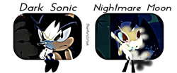 Size: 1280x533 | Tagged: safe, artist:blueaurastreakarts, nightmare moon, pony, crossover, dark sonic, sonic the hedgehog, sonic the hedgehog (series)