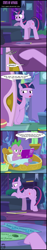 Size: 2401x12907 | Tagged: safe, artist:toxic-mario, spike, twilight sparkle, twilight sparkle (alicorn), alicorn, dragon, pony, triple threat, banner, basket, castle, comic, comic book, female, gem, new style, reading, spike's bed, spike's room, table, that was fast