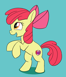 Size: 1280x1503 | Tagged: safe, artist:replacer808, apple bloom, female, filly, flat colors, rearing, simple background, solo