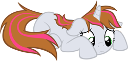 Size: 4000x1904 | Tagged: safe, artist:timeimpact, oc, oc only, oc:rosy stripes, pony, unicorn, fanfic:first pony view, female, mare, prone, simple background, solo, transparent background, vector