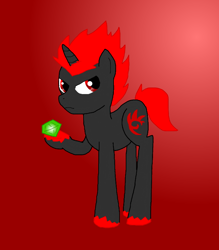 Size: 700x800 | Tagged: safe, artist:emenarartstudios, pony, chaos emerald, crossover, ponified, shadow the hedgehog, solo, sonic the hedgehog (series)