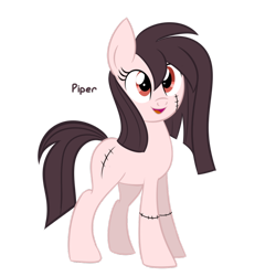 Size: 1024x1024 | Tagged: safe, artist:wubcakeva, oc, oc only, oc:piper, earth pony, pony, zombie, equestria girls ponified, female, mare, ponified, simple background, solo, stitches, transparent background