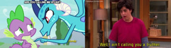 Size: 2575x720 | Tagged: safe, princess ember, spike, dragon, triple threat, drake & josh, meme