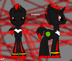 Size: 1000x850 | Tagged: safe, artist:emenarartstudios, pony, ponified, shadow the hedgehog, solo, sonic the hedgehog (series)