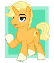 Size: 544x642 | Tagged: safe, artist:pgthehomicidalmaniac, oc, oc only, oc:orangeburst, pony, unicorn, male, offspring, parent:applejack, parent:sunburst, parents:appleburst, solo, stallion