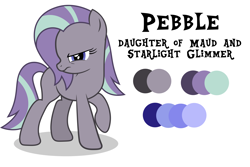 Size: 6000x4000 | Tagged: safe, artist:spottedlions, oc, oc only, oc:pebble, pony, female, lesbian, next generation, original character do not steal, parent:maud pie, parent:starlight glimmer, parents:starmaud, shipping, simple background, starmaud