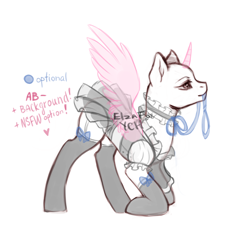Size: 1600x1508 | Tagged: safe, artist:elzafox, oc, oc only, pony, auction, clothes, commission, cute, maid, spread wings, wings, your character here