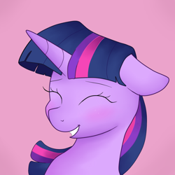 Size: 750x750 | Tagged: safe, artist:lion-grey, twilight sparkle, twilight sparkle (alicorn), alicorn, pony, blushing, eyes closed, smiling, solo, twilight day