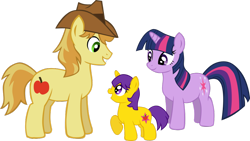 Size: 1024x577 | Tagged: safe, artist:ludiculouspegasus, braeburn, twilight sparkle, oc, family, female, male, parent:braeburn, parent:twilight sparkle, shipping, straight, twiburn