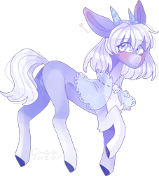 Size: 2064x2274 | Tagged: safe, artist:emily-826, oc, oc only, oc:nancy, pony, clothes, female, goat pony, high res, horn, mare, simple background, solo, transparent background