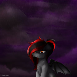 Size: 3711x3700 | Tagged: safe, artist:kourma, oc, oc only, oc:tomoko tanue, bat pony, pony, fallout equestria, crying, female, mare, night, solo