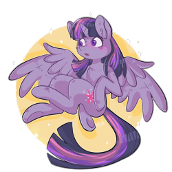 Size: 2300x2300 | Tagged: safe, artist:bunny-bitez, twilight sparkle, twilight sparkle (alicorn), alicorn, pony, blushing, ear fluff, female, mare, open mouth, signature, solo, spread wings, transparent background, underhoof, wings