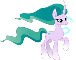 Size: 4546x3630 | Tagged: safe, artist:bigmk, mistmane, pony, unicorn, campfire tales, clothes, curved horn, dragon spirit, ethereal mane, female, high res, magic, mare, missing accessory, raised hoof, simple background, solo, transparent background, vector