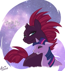 Size: 1160x1285 | Tagged: safe, artist:beulahwolf, fizzlepop berrytwist, tempest shadow, twilight sparkle, pony, my little pony: the movie, female, lesbian, shipping, tempestlight