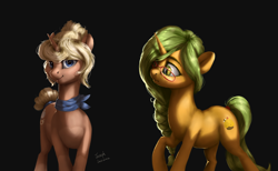 Size: 1950x1200 | Tagged: safe, artist:rossignolet, oc, oc only, oc:crème puff, oc:honey nevaeh, pony, unicorn, female, gift art, glasses, looking at you, mare, smiling