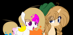 Size: 1024x500 | Tagged: safe, artist:morries123, oc, oc only, oc:heart catcher, oc:spring splat, pegasus, pony, unicorn, duo, female, mare