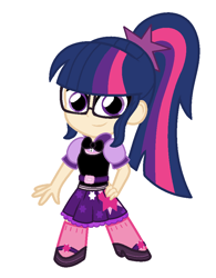 Size: 742x950 | Tagged: safe, artist:themexicanpunisher, sci-twi, twilight sparkle, equestria girls, base used, chibi, clothes, glasses, human coloration, simple background, solo