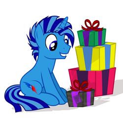 Size: 2647x2647 | Tagged: safe, artist:matthewboyz, derpibooru import, oc, oc only, pony, unicorn, birthday, cute, happy, male, simple background, smiling, solo, stallion, vector