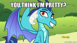 Size: 600x337 | Tagged: safe, edit, edited screencap, screencap, princess ember, dragon, triple threat, beautiful, bronybait, image macro, meme