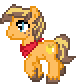 Size: 78x84 | Tagged: safe, artist:lost-our-dreams, oc, oc only, oc:golden delicious, earth pony, pony, animated, gif, kilalaverse, male, neckerchief, offspring, parent:applejack, parent:caramel, parents:carajack, pixel art, simple background, solo, stallion, transparent background, trotting, unshorn fetlocks