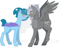 Size: 1024x827 | Tagged: safe, artist:fragrance-mlpng, oc, oc only, oc:laya, oc:swift lightning, hybrid, pegasus, pony, female, mare, simple background, transparent background, watermark