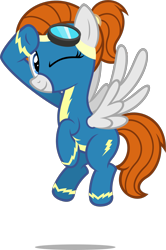 Size: 1270x1911 | Tagged: safe, artist:zacatron94, oc, oc only, oc:sky chase, pegasus, pony, clothes, commission, female, goggles, looking at you, mare, one eye closed, simple background, smiling, transparent background, uniform, wink, wonderbolts uniform