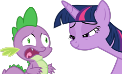 Size: 9083x5560 | Tagged: safe, artist:frownfactory, spike, twilight sparkle, twilight sparkle (alicorn), alicorn, dragon, triple threat, .svg available, absurd resolution, faic, female, lidded eyes, male, mare, open mouth, out of context, panic, simple background, smiling, svg, transparent background, vector