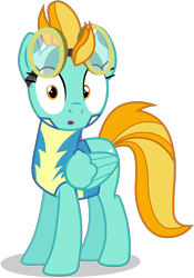 Size: 2800x4000 | Tagged: safe, artist:tomfraggle, lightning dust, pegasus, pony, :o, absurd resolution, cadet, clothes, female, goggles, mare, open mouth, shocked, simple background, solo, transparent background, uniform, vector, wonderbolt trainee uniform