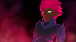 Size: 1280x720 | Tagged: safe, artist:jonfawkes, tempest shadow, human, my little pony: the movie, armor, dark skin, eye scar, humanized, red hair, scar, scene interpretation, solo, stare, unicorns as elves