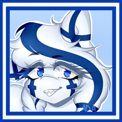 Size: 450x450 | Tagged: safe, artist:alliedrawsart, artist:alliedrawsart666, oc, oc only, oc:finland, pony, blue eyes, braid, bust, colored pupils, commission, female, finland, icon, mare, portrait, sharp teeth, solo, teeth