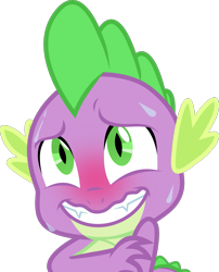 Size: 983x1216 | Tagged: safe, artist:frownfactory, spike, dragon, triple threat, .svg available, blushing, green eyes, male, reaction image, simple background, solo, svg, sweat, sweating profusely, transparent background, vector