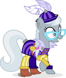 Size: 2001x2385 | Tagged: safe, artist:punzil504, silver spoon, earth pony, pony, bard, clothes, crossover, dungeons and dragons, fantasy class, female, glasses, grin, mare, older, older silver spoon, simple background, smiling, solo, spoony bard, transparent background