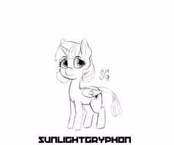 Size: 6000x5000 | Tagged: safe, artist:sunlightgryphon, twilight sparkle, twilight sparkle (alicorn), alicorn, pony, absurd resolution, alternate hairstyle, angry, female, mare, monochrome, solo
