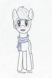 Size: 834x1244 | Tagged: safe, artist:zonesystem, double diamond, earth pony, pony, atg 2017, clothes, male, newbie artist training grounds, scarf, solo, stallion, traditional art