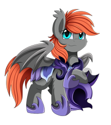 Size: 3405x3856 | Tagged: safe, artist:pridark, oc, oc only, oc:grem, bat pony, pony, 2018 community collab, armor, bat pony oc, commission, derpibooru community collaboration, female, helmet, high res, mare, night guard, simple background, smiling, solo, transparent background