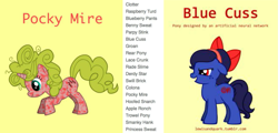 Size: 1319x633 | Tagged: safe, oc, oc only, oc:blue cuss, oc:pocky mire, pony, pony creator, neural network