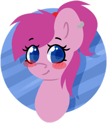 Size: 1096x1262 | Tagged: safe, artist:grapegrass, oc, oc only, oc:schweet schnapps, pony, blush sticker, blushing, bust, female, lineless, mare, solo